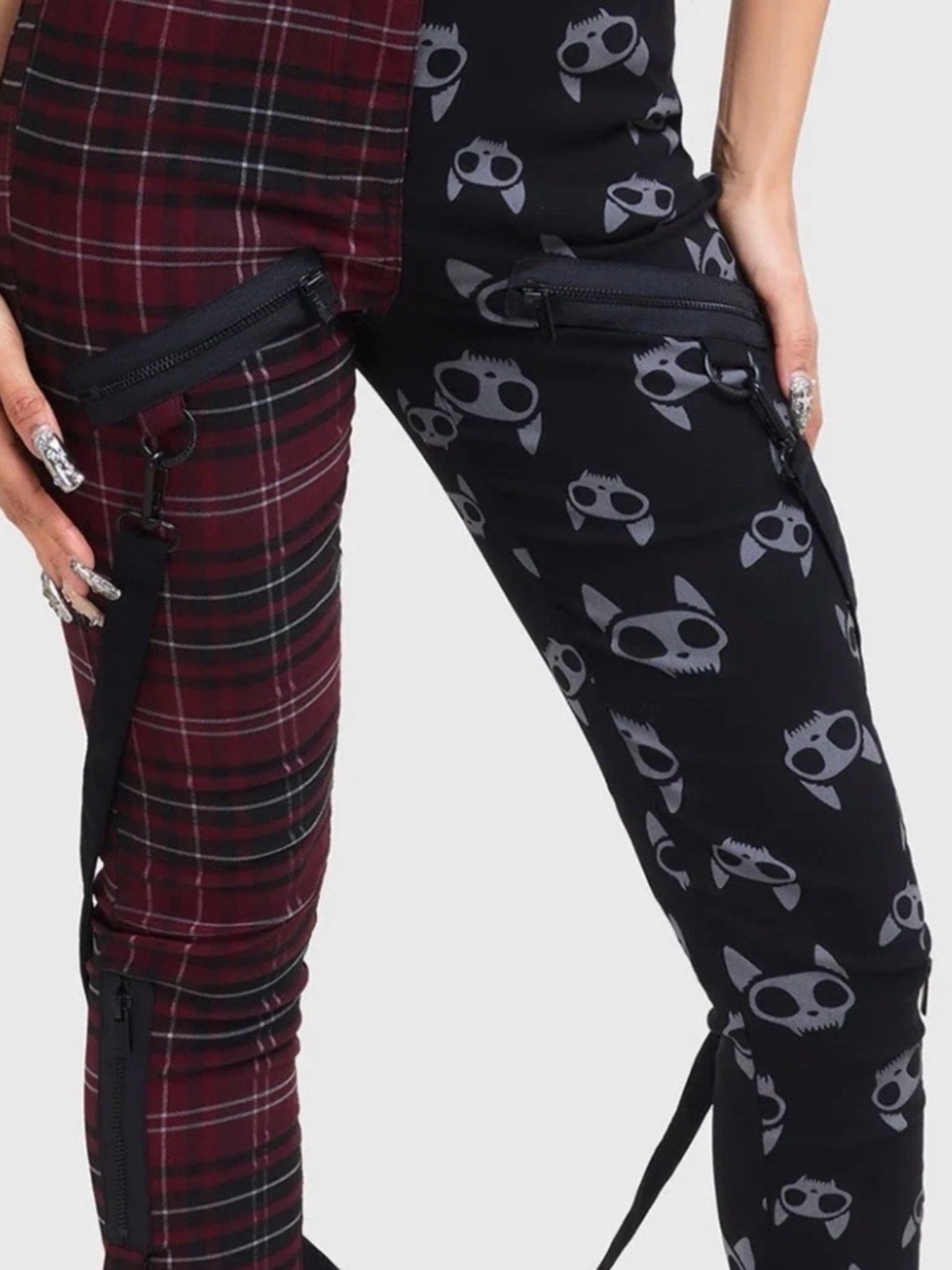 KILLSTAR The Vampurr Black/Red Plaid Trousers Punk Pants -sz Large
